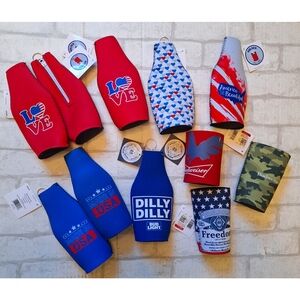NEW Koozies Bud Light Budweiser Can Bottle Licensed Patriotic USA 4th of July